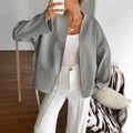 Grey oversized wool texture blazer with tie-belt detail for casual holiday wear - S / Gray