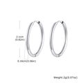 Polished silver stainless steel hoop earrings measuring 2.1cm diameter and 2g weight - 1.6*21mm / Silver