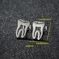 Silver stainless steel tooth shaped stud earrings with dimensions 1.3cm x 0.9cm and 2g weight - Tooth / Steel