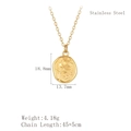 Gold stainless steel rose pendant necklace with engraved oval charm and measurements - LN1762 Gold