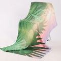 Tropical monstera leaf beach towel with sunset gradient print on folding chair - H-Tropical Green Plant Sunset Gradient