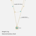 Double-layered gold stainless steel necklace with turquoise pendant and blue beads - Layered Turquoise Bead String / Gold