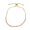 Adjustable gold bracelet with micro-pave pink cubic zirconia and sliding clasp closure - Pink