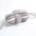Dual-color grey and white stretch mesh bath scrubber with hanging ropes and decorative knot - Grey (Dual-color)
