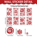 Adesivi natalizi 144pz caramelle rosse in PVC statico per decorazione vetrine e feste - Stile Set Caramelle alla Menta (UV24Y12610S_T)