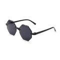 Kids rimless octagonal sunglasses with wavy edge lenses and sleek black temples - Black