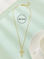 Vergulde kruis ketting met sprankelende strass en verstelbare 46+5cm schakelketting - Goud (K-1577)