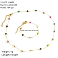 18k gold plated stainless steel necklace and bracelet set with colorful square beads - Colorful Tiny Square Beads Style (S-H577 S-N586)