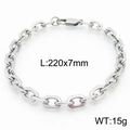 Bracelet à maillons en acier inoxydable argenté 220x7mm, chaîne minimaliste unisexe 15g - Bracelet Argent