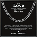 Silver Cuban link chain for men in a black gift box with a sentimental message card - To My Love-Silver Cuban Chain