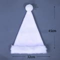White plush Christmas hat with pom-pom, 45x32cm dimensions for adults and kids - Haipai Long Plush Adult / White