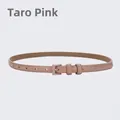 Women's slim genuine leather belt in taro pink with a matching matte needle buckle - Taro Pink