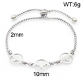 Silver stainless steel box chain bracelet with 10mm triple hollow round pendants - Flying Bird Hollow Silver (KB170806-Z)