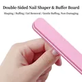 Pink double-sided nail file buffer for shaping and polishing on white background - Double-Headed Round Pink Polishing Strip / Pink