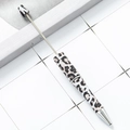 DIY plastic beaded pen with leopard print pattern and metallic silver accents - Leopard Pattern with Silver Tip (22)