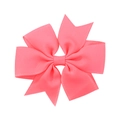 Handmade coral pink ribbed ribbon bow hair clip for girls with elegant layered dovetail design - Coral Pink
