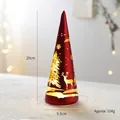 Red Christmas tree lantern with golden reindeer patterns and 25cm height dimension - Red Cone