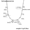 Roestvrijstalen ketting met zirkonia bedeltjes in hart- en vlindervormen - Staal Kleur DIY Ketting (TXP346)