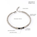 Antique silver obsidian bead bracelet with stainless steel flat beads and lobster clasp - Antique Silver Obsidian Stainless Steel