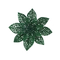 Sparkling dark green 15cm artificial Christmas flower with gold glitter finish - Dark Green