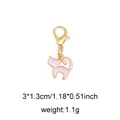 Pink enamel kitten charm with gold lobster clasp, size 3x1.3cm for bag and shoe decor - Style 43 Sitting Cat
