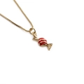 Collana placcata in oro con ciondolo a lecca-lecca in smalto rosso da donna - Rosso