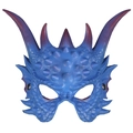 Blue and purple gradient dragon mask with detailed scale texture and horns for cosplay - One Size / New Blue Dragon Mask (WDD201610)
