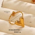 Polierter 18k vergoldeter Herzring aus Edelstahl mit verstellbaren kleinen Perlen - Doppelperle Herz Offener Stil (ZN1482-1422)