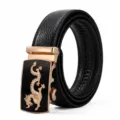 Cinturon hombre automatico de cuero genuino estilo de negocio con hebilla de dragon dorada. - Estilo 3 Dragón Dorado