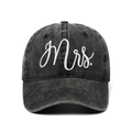 Casquette de baseball en coton délavé noir vintage avec broderie Mrs blanche - Noir MRS (Noir Lavé)