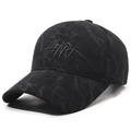 Casquette de baseball noire en velours côtelé avec broderie HEART en relief - Noir avec broderie noire