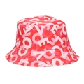 Roter Anglerhut mit pinkfarbenem LOVE-Herz und Eiffelturm-Muster für den Sonnenschutz - M(56-58cm) / Leuchtend Roter LOVE Druck Stil (7#)