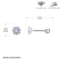 Σκουλαρίκια ασήμι 925 με ζιργκόν 0,5ct, λεπτομέρειες διαστάσεων και υλικών κατασκευής - Ασήμι 925 Επιπλατινωμένο - 5mm Μοϊσανίτης 0.5ct