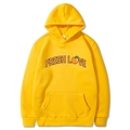 Bright yellow men's hoodie with LOVE print and front pocket in vibrant knit fabric - Yellow