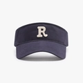 Dark blue sun visor with white towel-embroidered R letter in a retro sports style - Navy Blue (23H028)