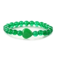 Green aventurine heart bead bracelet with round gemstones on a white background - Green Jade