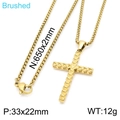 Collana con croce dorata spazzolata con catena a scatola da 650mm per uomini - Oro
