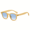 Lunettes soleil rondes rétro, monture jaune transparente, verres dégradés bleus et rivets - Orange Gelée Dégradé Bleu (C63)