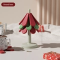 Christmas tree shaped red and green silicone coaster rack with round base standing 210mm tall - Round Base 2 Red 1 Green