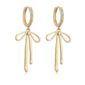 Elegante vergoldete Messing-Schleifenohrringe mit Kristallen und Metallfransen-Quasten - Ein Paar / Gold
