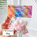 Pink and white cat paw squishy toy from the Pinch Family series with a beaded chain - White Plush Cat Claw