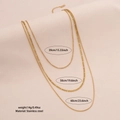 Dreilagige goldene Edelstahl-Halskette mit 39cm, 50cm, 60cm Kettenlänge und 14g Gewicht - Goldene dünne Kette mehrlagiger Stil (4#)