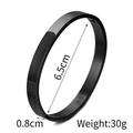 Black stainless steel bangle bracelet for men and women featuring 6.5cm diameter - 8MM Black