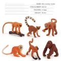 Set di 6 statuette di scimmie in miniatura con lemure e orangutan per uso didattico - Set di mini modelli di scimmia (M4132)
