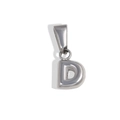 Polished silver stainless steel bubble letter D pendant with a smooth metallic finish - D-Steel