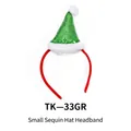 Christmas headband with a green sequin mini Santa hat and soft white plush trim - TK-33GR Green Small Sequin Hat