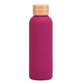 Matte rose red 304 stainless steel insulated bottle with eco-friendly bamboo lid - Matte Fuchsia