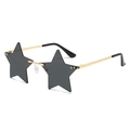 Star shaped rimless sunglasses with grey pentagram lenses and gold metal temples - Gold Frame Black Grey