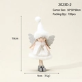 Plush Christmas angel girl doll in white knit dress with silver wings, 18cm height - White