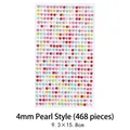 Colorful 4mm self-adhesive half-round pearl stickers, 468 pieces for DIY crafts - 4mm Colored Pearl / 468 Pcs 9.3x15.8cm